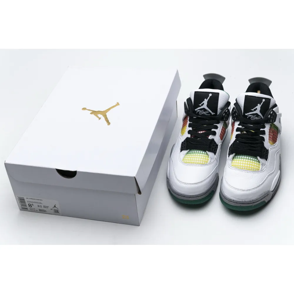  Perfectkicks Jordan 4 Retro Lucid Green Rasta,AQ9129-100