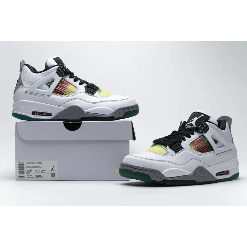 Perfectkicks Jordan 4 Retro Lucid Green Rasta,AQ9129-100