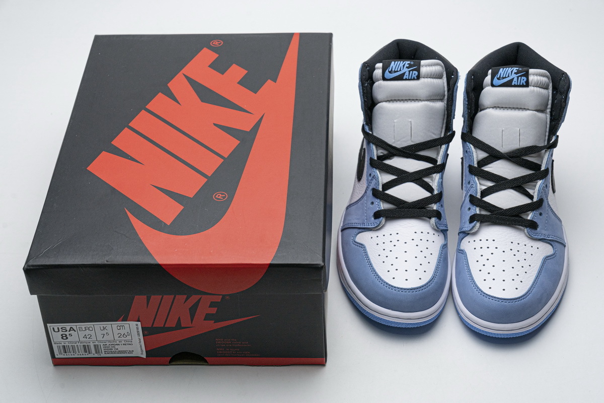  GET Jordan 1 Retro High White University Blue Black,555088-134