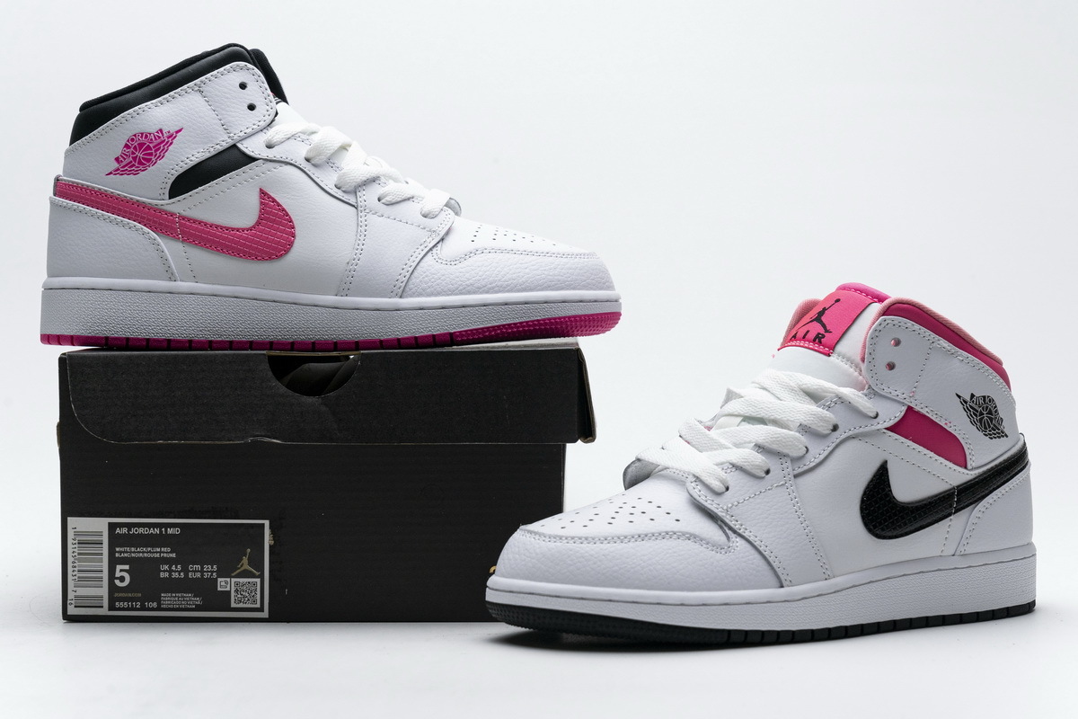  GET Jordan 1 Mid White Black Hyper Pink ,555112-106