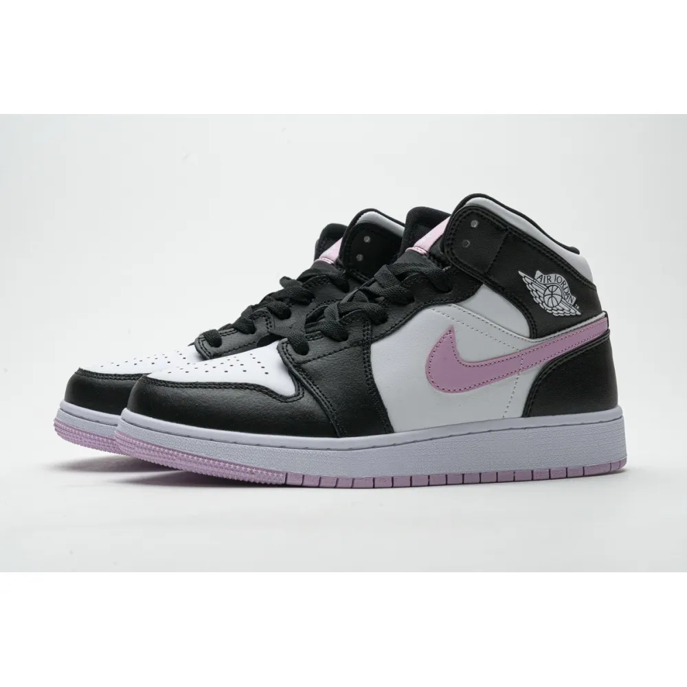 GET Jordan 1 Mid White Black Light Arctic Pink,555112-103