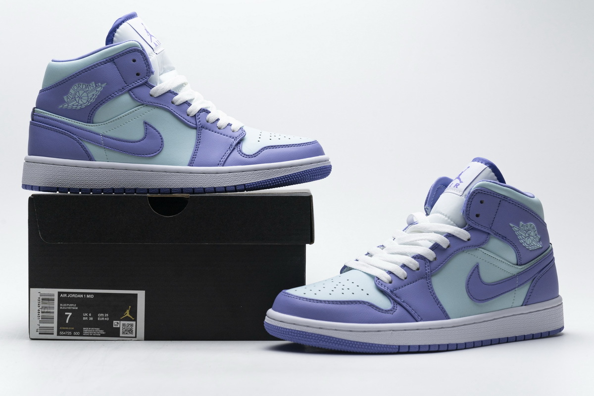  GET Jordan 1 Mid Purple Aqua,554725-500