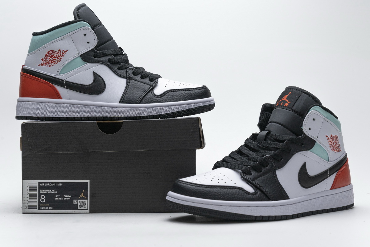  GET Jordan 1 Mid SE White Black Red Spruce,BQ6931-100