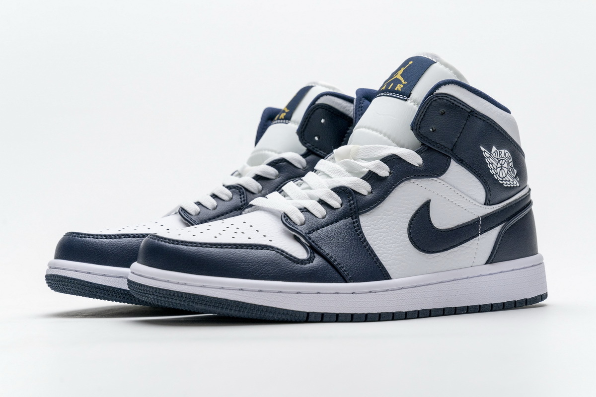  GET Jordan 1 Mid White Metallic Gold Obsidian,554724-174