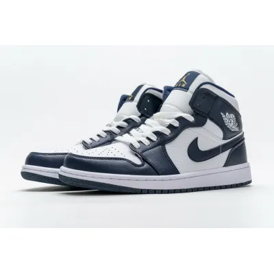 GET Jordan 1 Mid White Metallic Gold Obsidian,554724-174 01