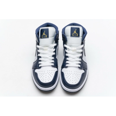  GET Jordan 1 Mid White Metallic Gold Obsidian,554724-174 02