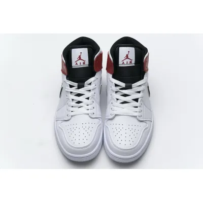 GET Jordan 1 Mid White Black Gym Red,554724-116 02