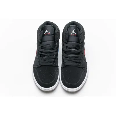 GET Jordan 1 Mid Multi-Color Swoosh Black,554725-065 02