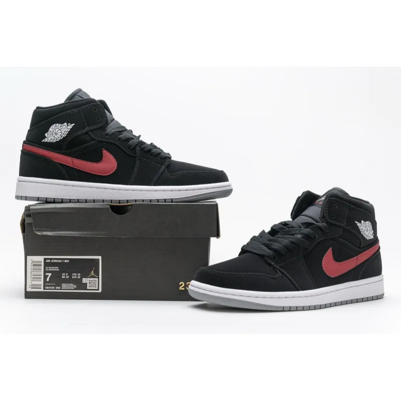 GET Jordan 1 Mid Multi-Color Swoosh Black,554725-065