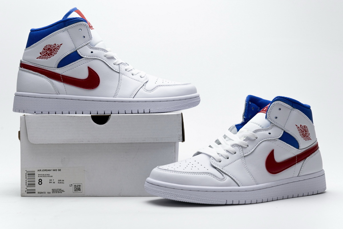  GET Jordan 1 Mid White Red Royal,BQ6472-164