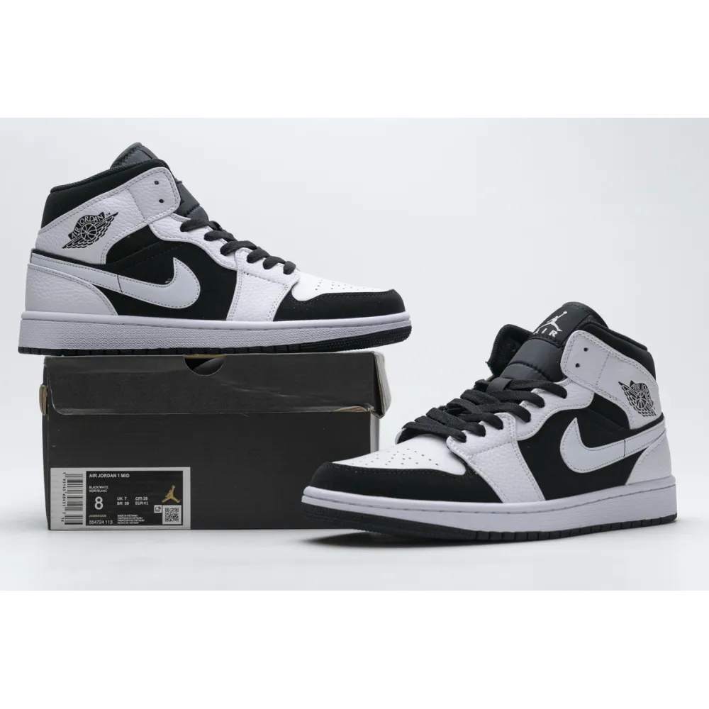 GET Jordan 1 Mid White Black,554724-113