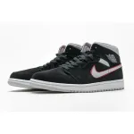 GET Jordan 1 Mid Black Particle Grey Gym Red,554724-060