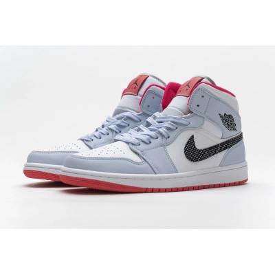  GET Jordan 1 Mid Half Blue Polka Dot Swoosh,555112-400 01