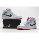 GET Jordan 1 Mid Half Blue Polka Dot Swoosh,555112-400