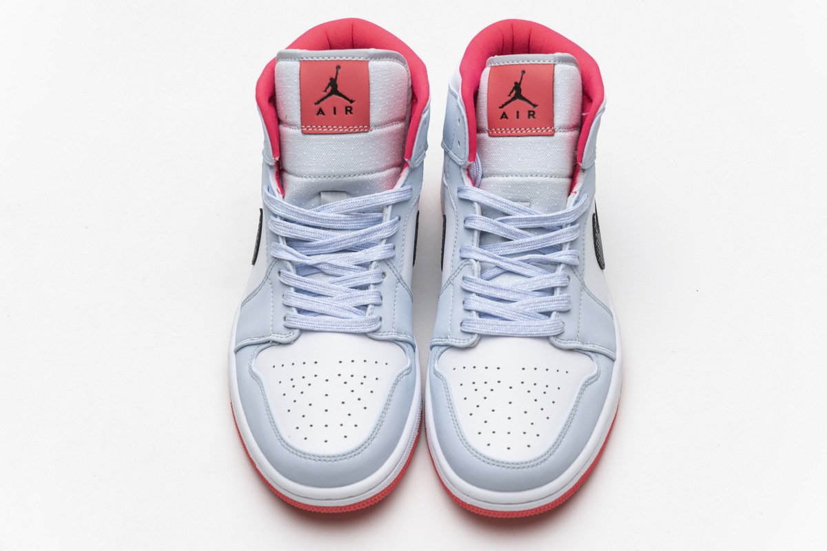  GET Jordan 1 Mid Half Blue Polka Dot Swoosh,555112-400