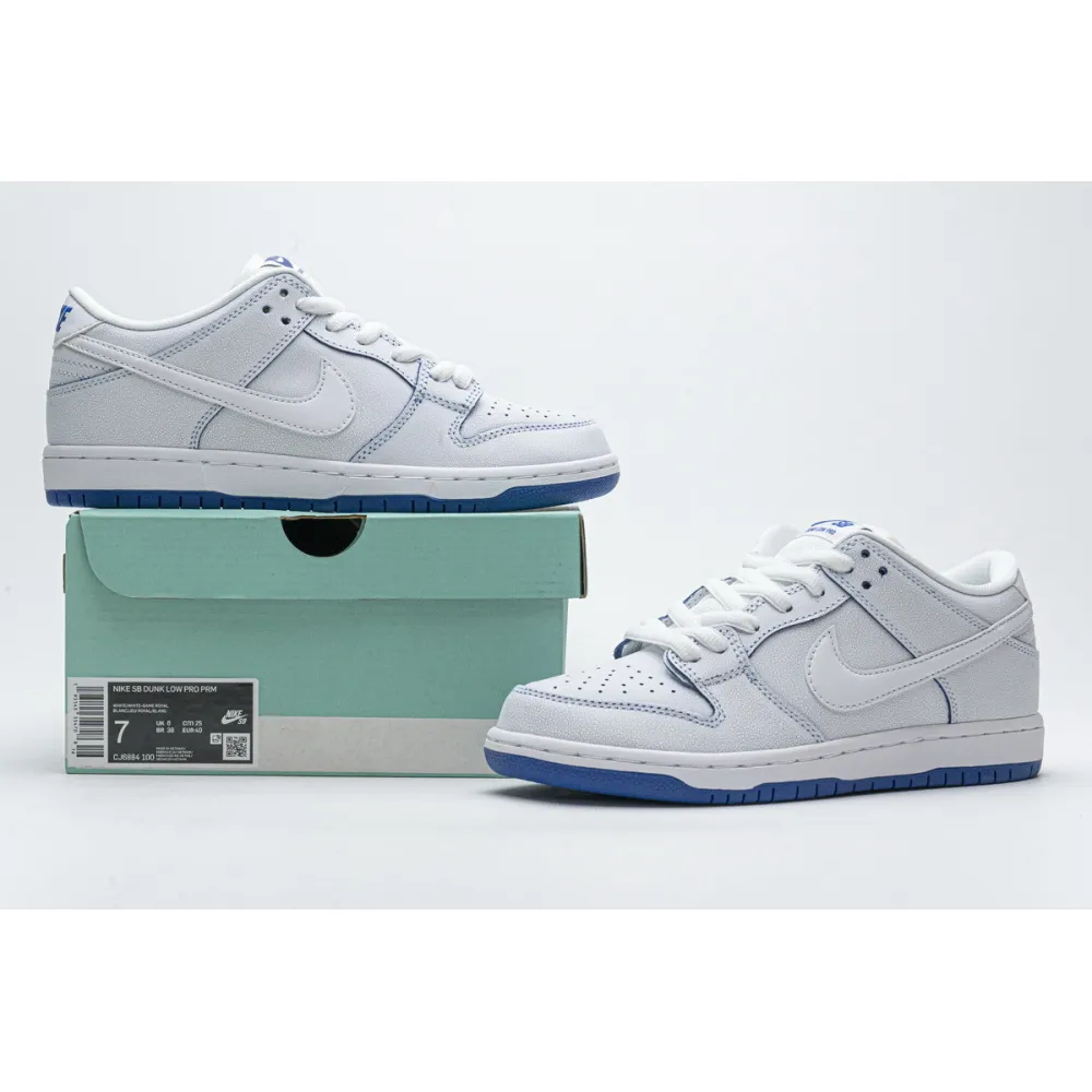 Perfectkicks SB Dunk Low Premium White Game Royal,CJ6884-100