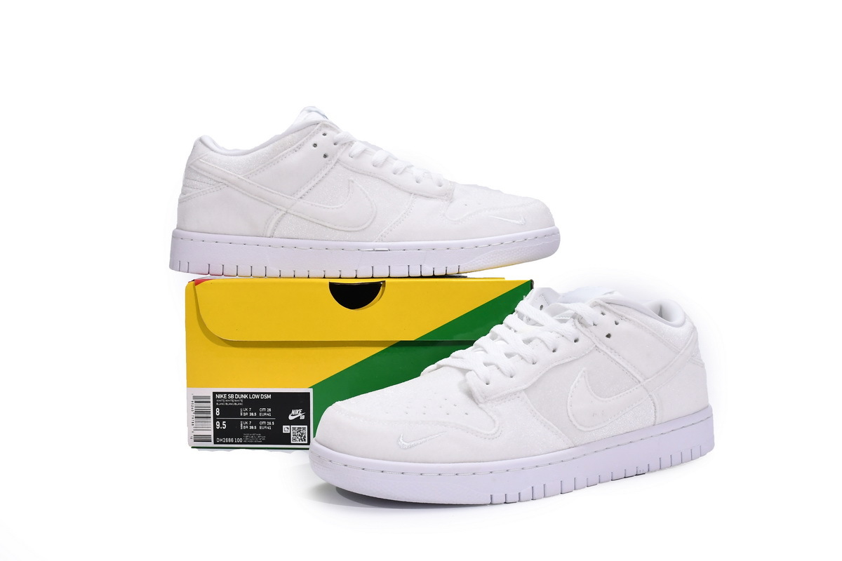  Perfectkicks  Perfectkicks Dunk SB Low Dover Street Market Triple White Velvet,DH2686-100