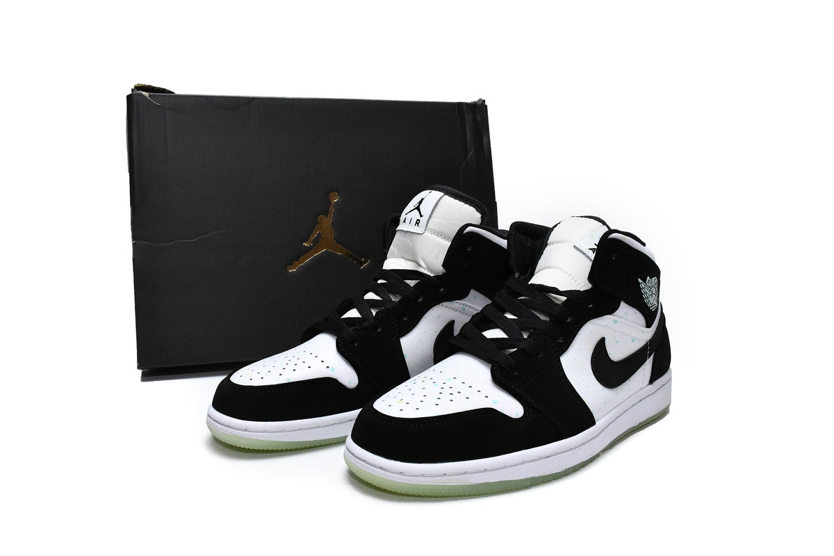  GET Jordan 1 Mid White Black Teal Tint (GS),BQ6931-103