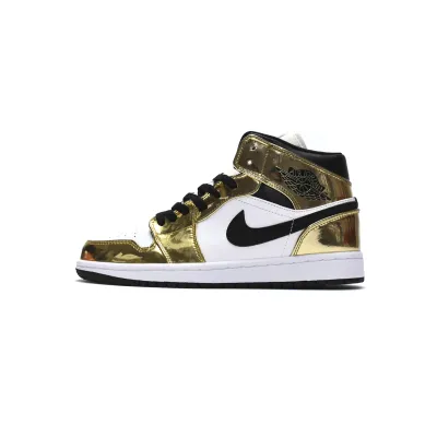  GET Jordan 1 Mid Metallic Gold Black White (GS),DC1420-700 01