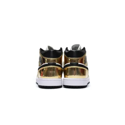  GET Jordan 1 Mid Metallic Gold Black White (GS),DC1420-700 02