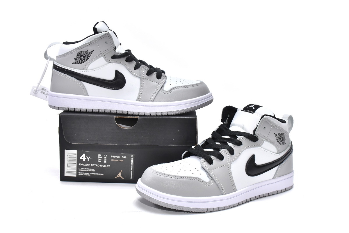  PK Kids Jordan 1 Mid Light Smoke Grey (TD), 640735-092