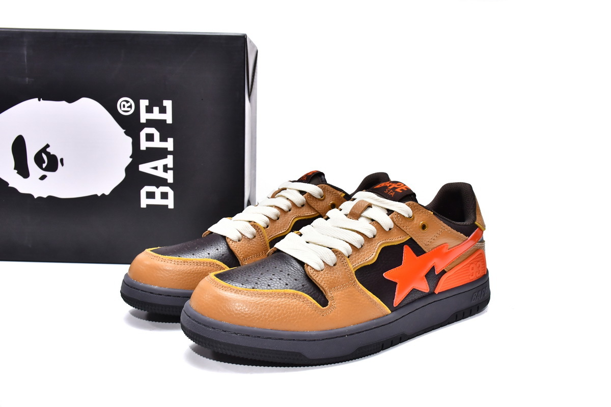  Perfectkicks A Bathing Ape Bape Sk8 Sta Low Black Brown Red, 1G70-109-0016