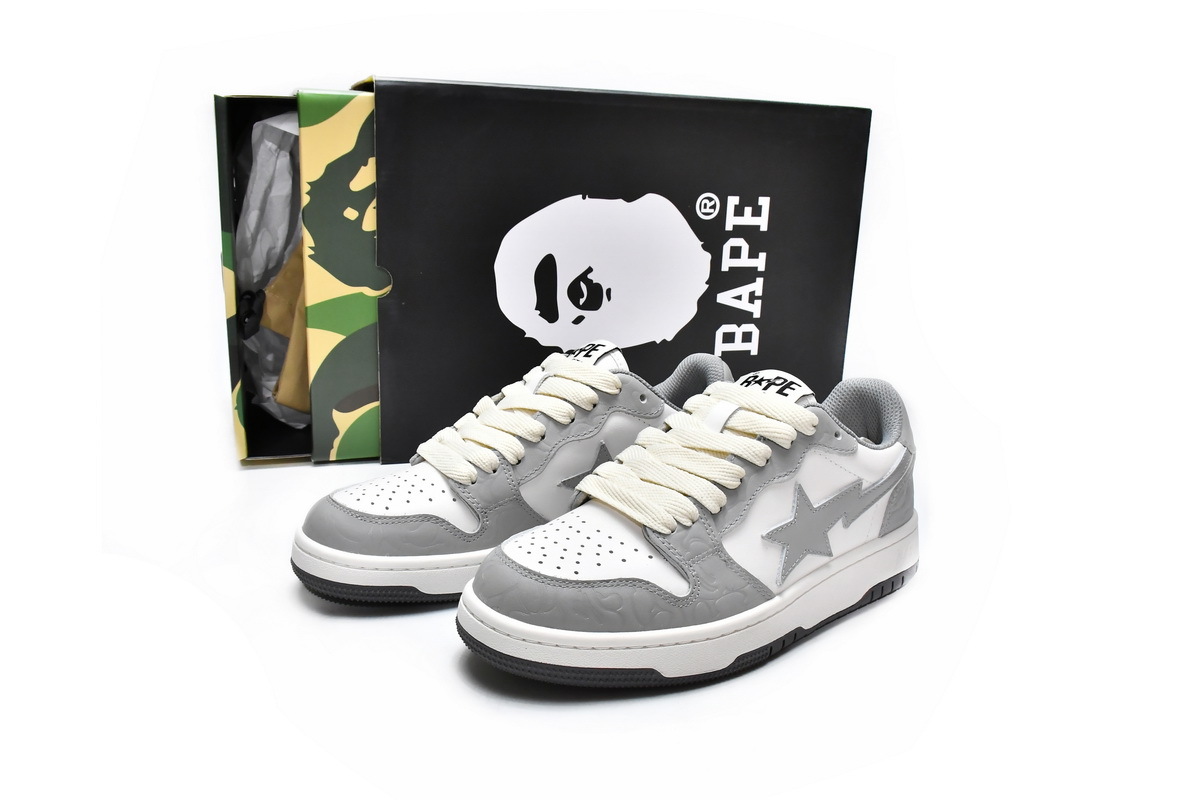  Perfectkicks A Bathing Ape Bape Sk8 Sta Light Grey Cream, 001FWG701033X