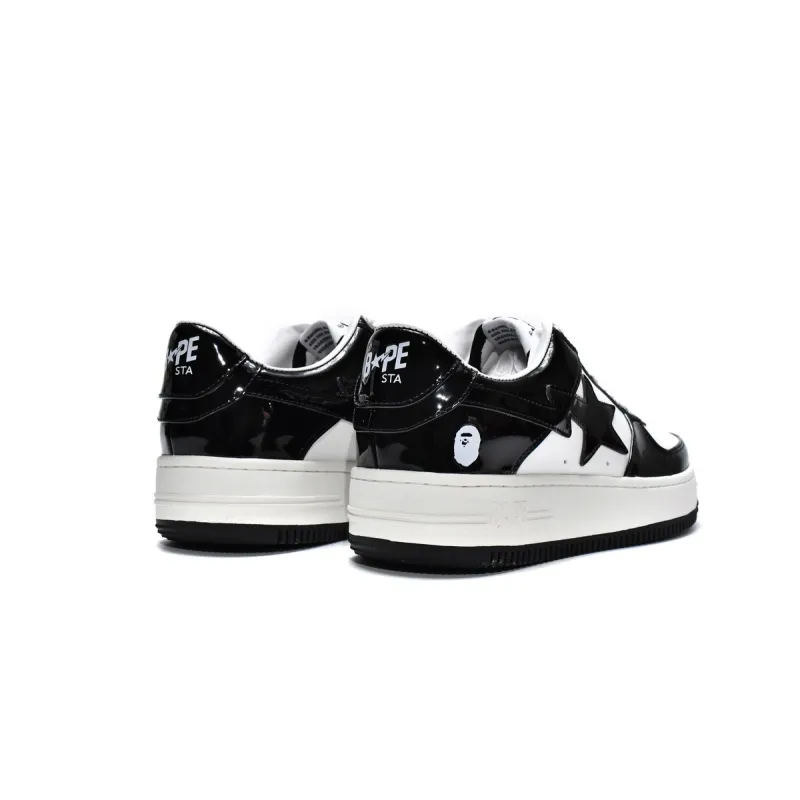  Perfectkicks A Bathing Ape Bape Sk8 Sta Low White Black, 1G70-109-0001