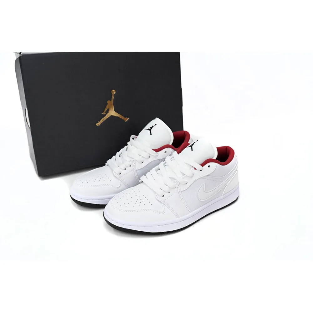 GET Jordan 1 Low White Gym Red Black (GS), 553560-164