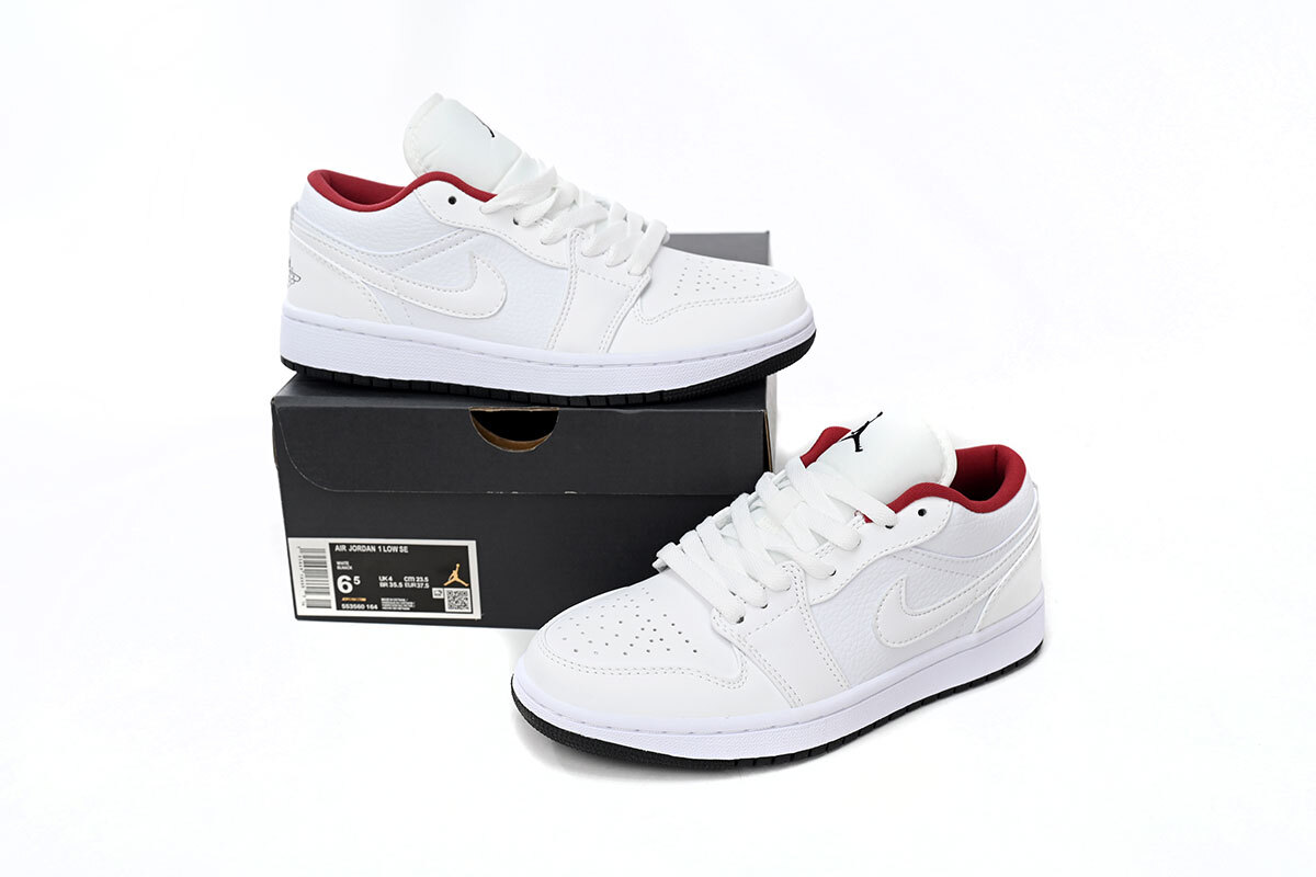  GET Jordan 1 Low White Gym Red Black (GS), 553560-164
