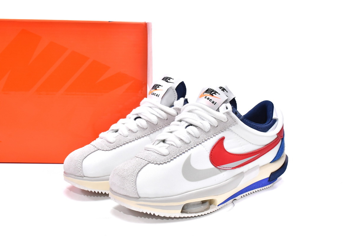  Perfectkicks Zoom Cortez SP sacai White University Red Blue, DQ0581-100