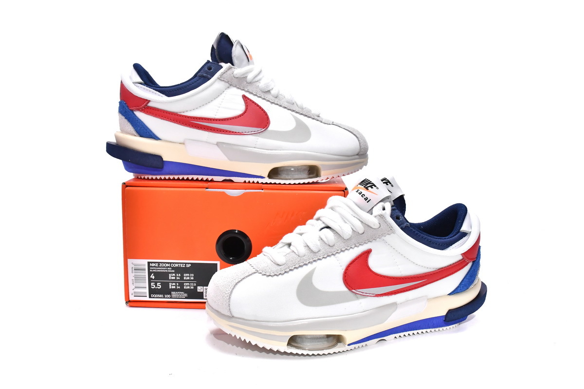 Perfectkicks Zoom Cortez SP sacai White University Red Blue, DQ0581-100