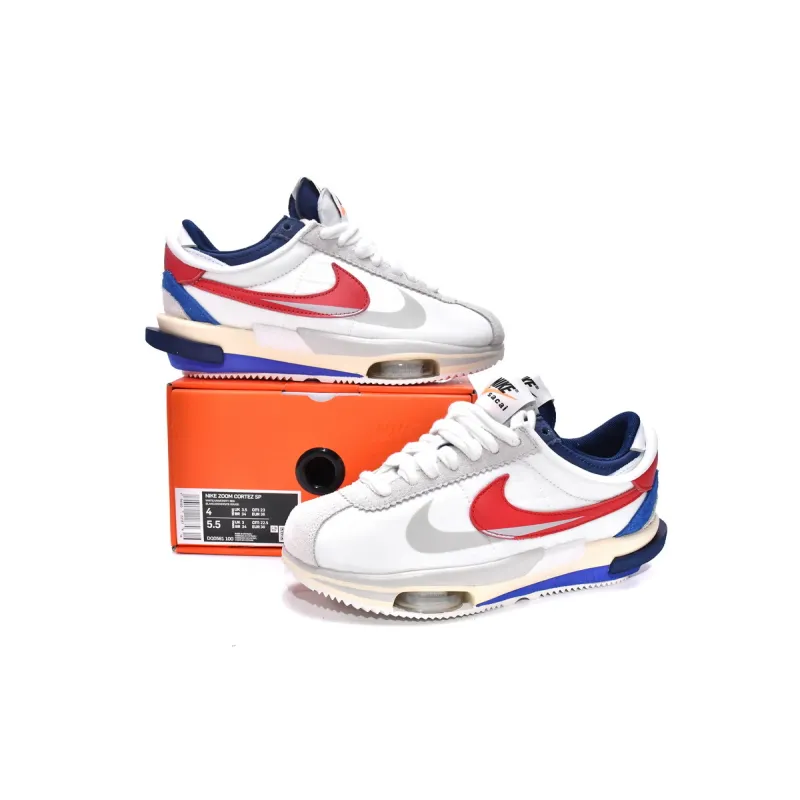 Perfectkicks Zoom Cortez SP sacai White University Red Blue, DQ0581-100