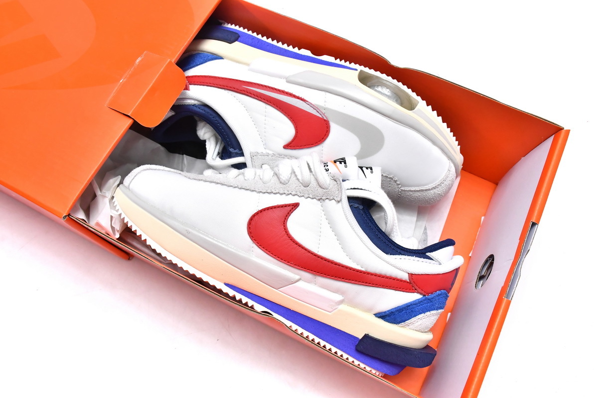  Perfectkicks Zoom Cortez SP sacai White University Red Blue, DQ0581-100