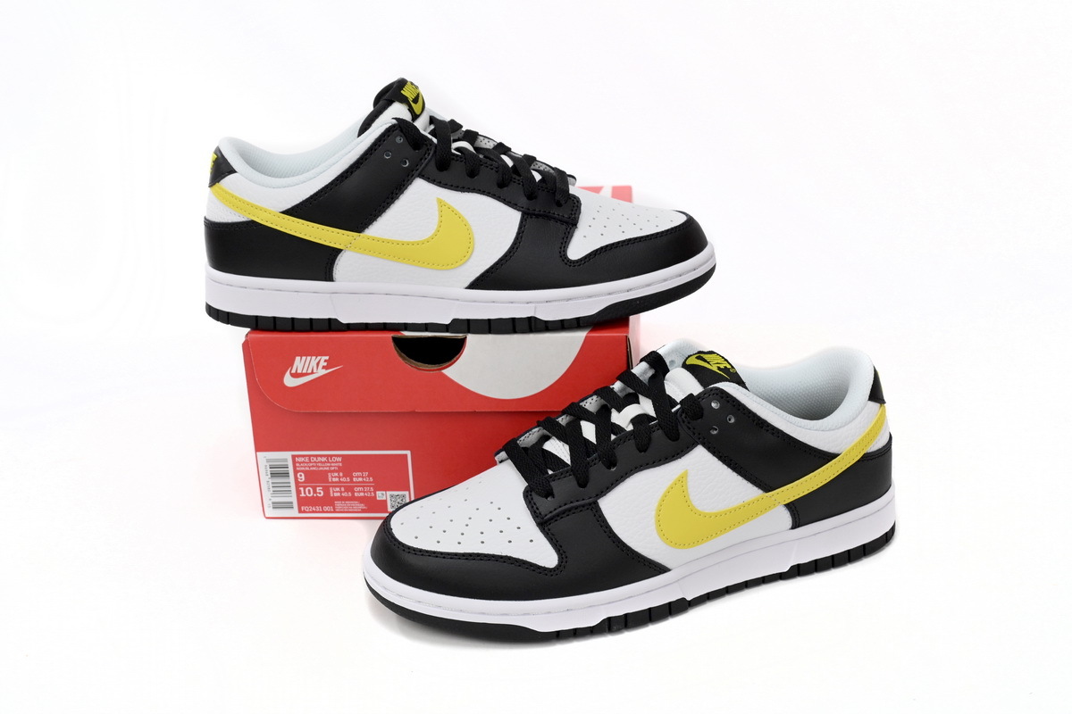  Perfectkicks Dunk Low Black, white, And Yellow, FQ2431-001