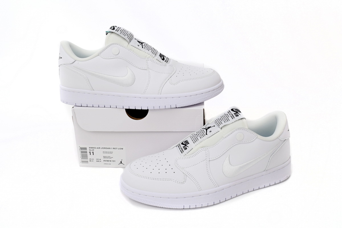  GET Jordan 1 Retro Low Slip White Black (Women's),AV3918-101