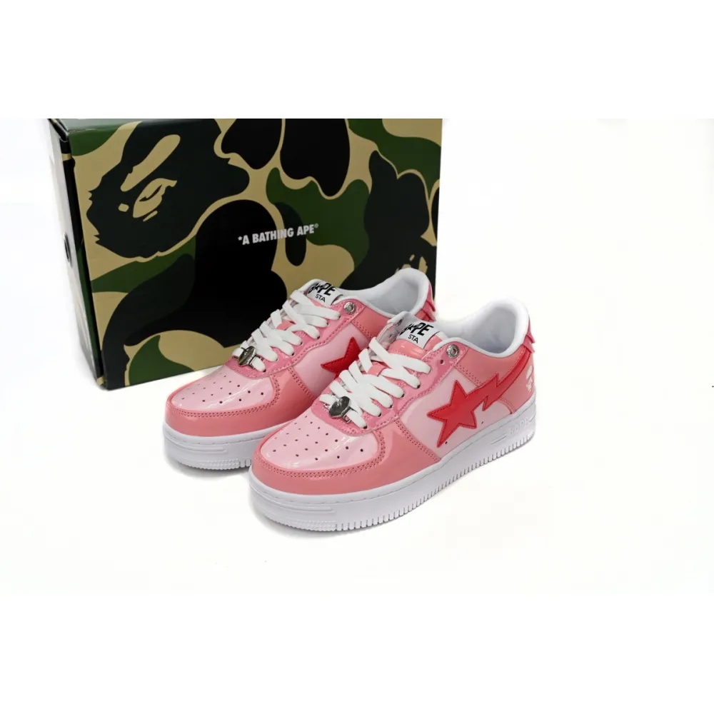 Perfectkicks A Bathing Ape Bape Sta Low Pink Paint Leather,1H2-019-1046 