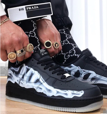  Perfectkicks Air Force 1 Low Black Skeleton Halloween (2019), BQ7541 001