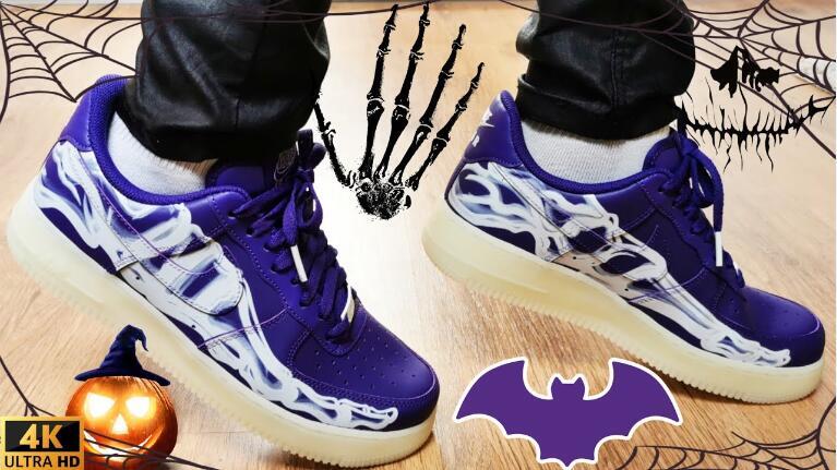  Perfectkicks Air Force 1 Low '07 QS Purple Skeleton Halloween (2021), CU8067-500
