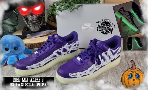  Perfectkicks Air Force 1 Low '07 QS Purple Skeleton Halloween (2021), CU8067-500