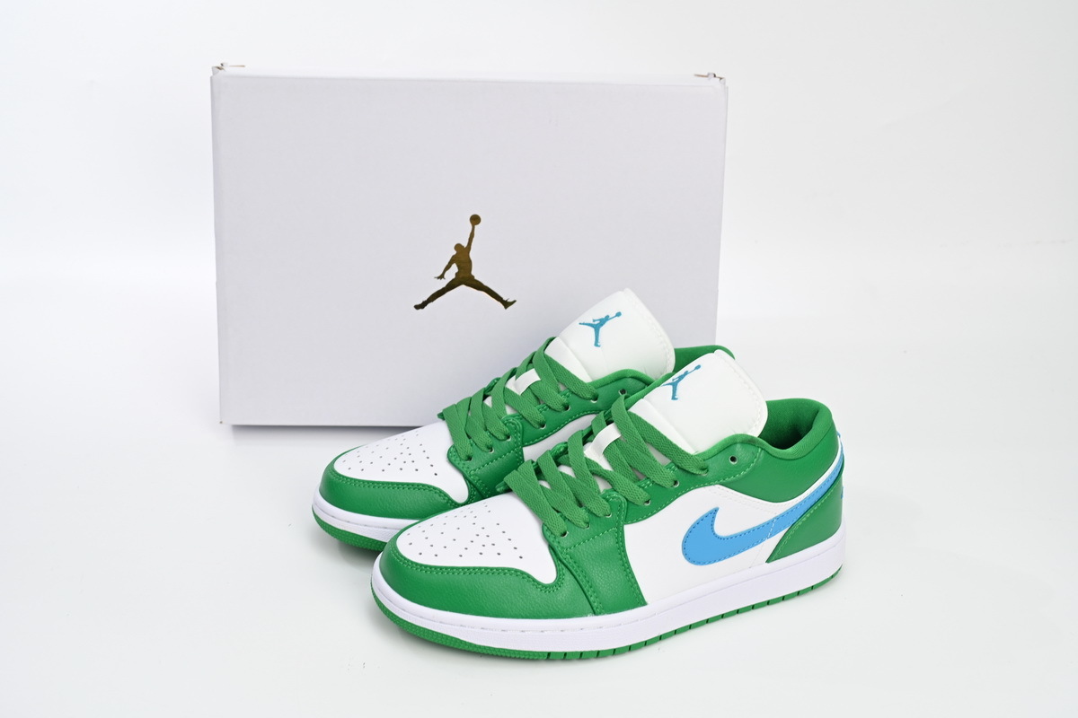  GET Jordan 1 Low Lucky Green Aquatone (Women's),DC0774-304