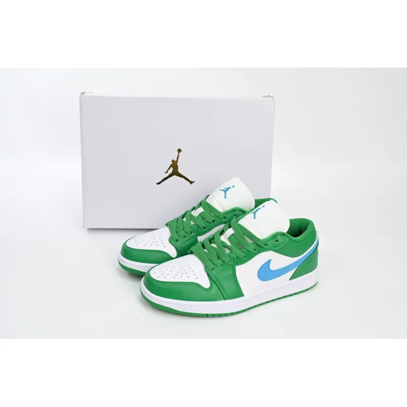 GET Jordan 1 Low Lucky Green Aquatone (Women's),DC0774-304