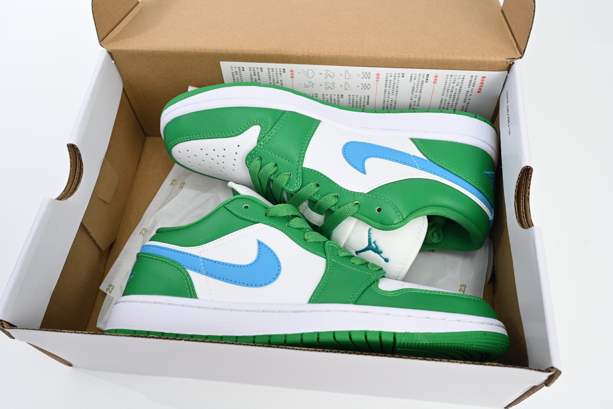  GET Jordan 1 Low Lucky Green Aquatone (Women's),DC0774-304