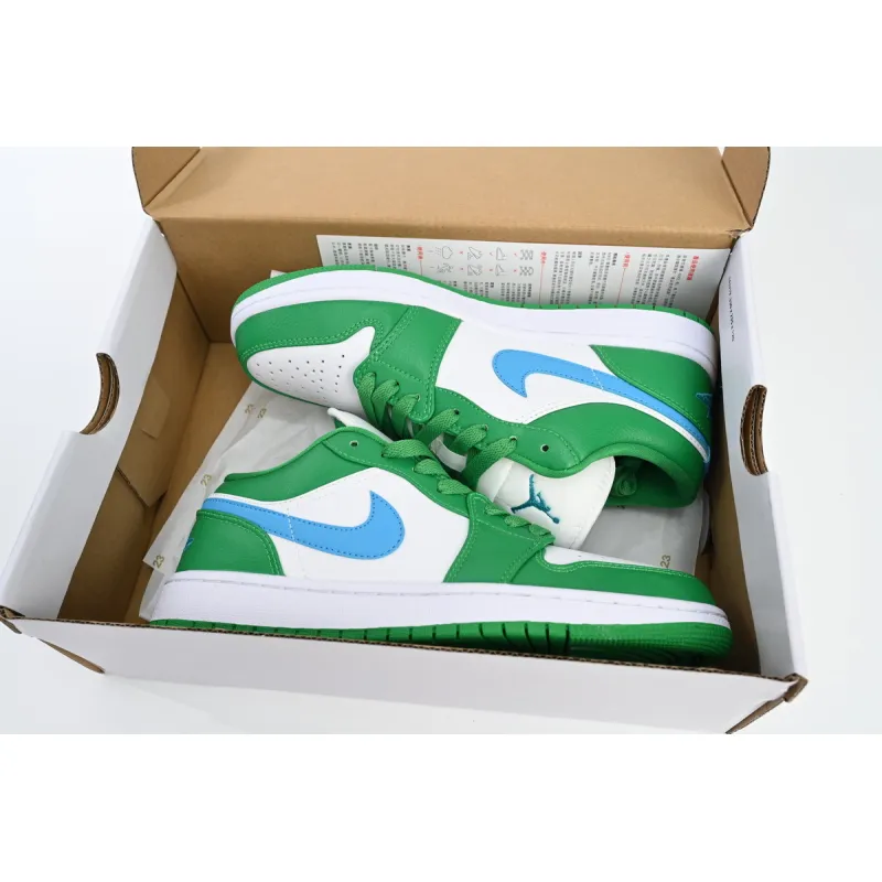 GET Jordan 1 Low Lucky Green Aquatone (Women's),DC0774-304