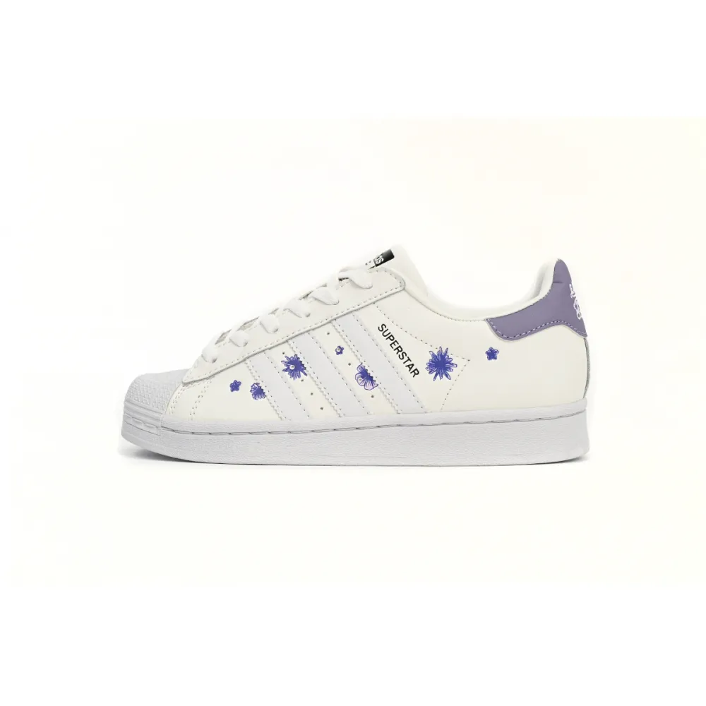 GET Superstar Shoes White New White Purple,HQ4288