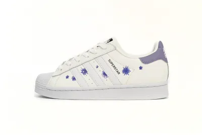 POP  Superstar Shoes White New White Purple,HQ4288 01