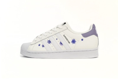 POP  Superstar Shoes White New White Purple,HQ4288 01