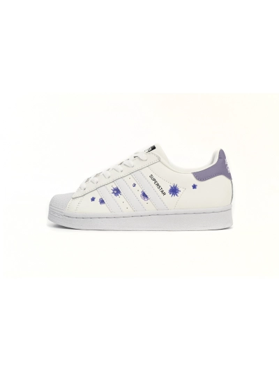 POP  Superstar Shoes White New White Purple,HQ4288 01