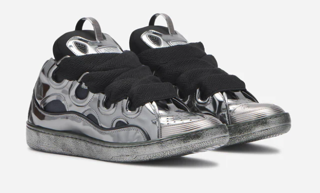  Perfectkicks Lanvin Metallic Leather Curb Sneaker,FM-SKRK11-SPEC-E23M941