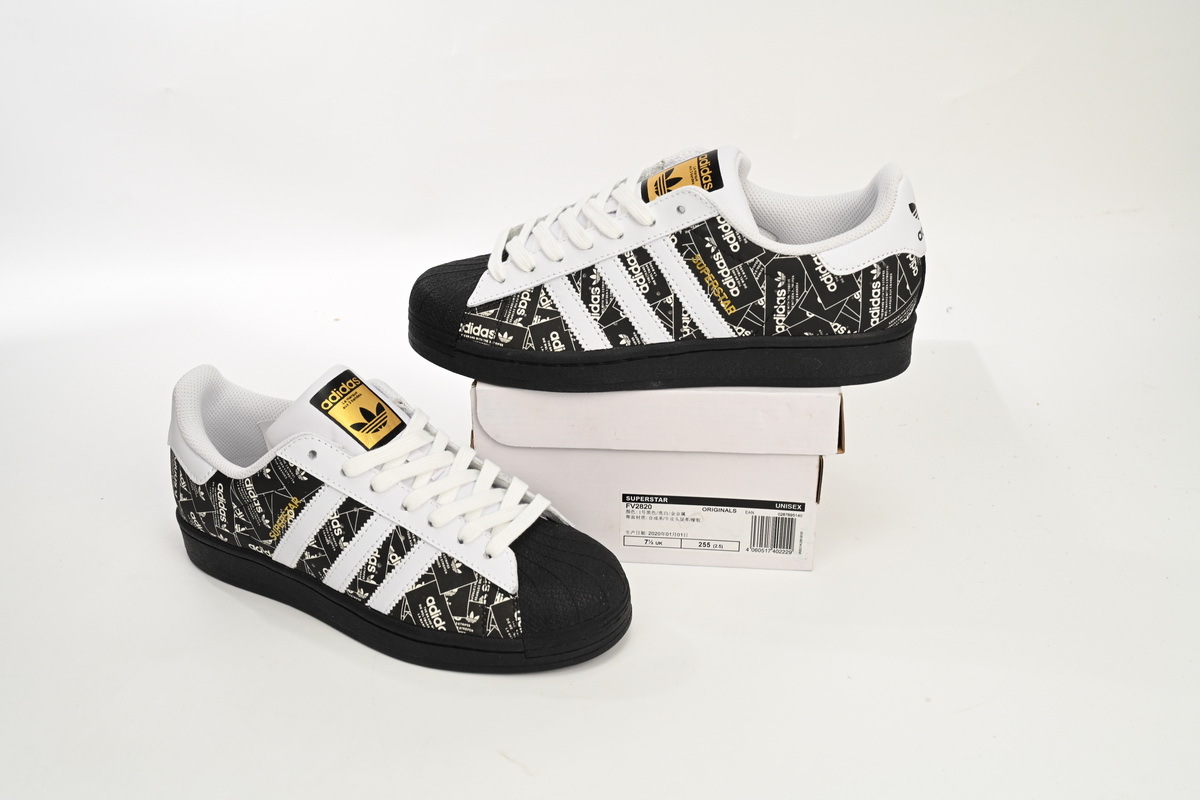  GET Superstar Shoes White Black Black Bright White, FV2820